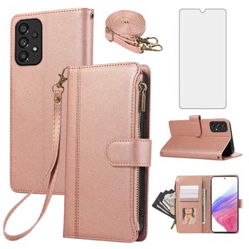 Étui en cuir pour Samsung Galaxy A53 5G avec vitre trempée incluse pour une protection intégrale