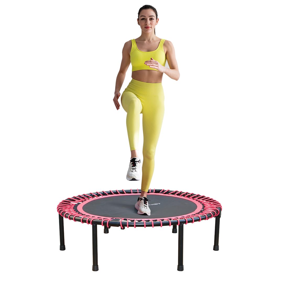 Fitness Trampoline for Adults, Indoor Rebounder Exercise Trampoline for Workout Fitness for Quiet and Safely Cushioned Bounce Workout