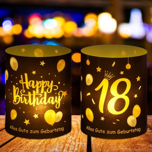 12 lanterne da tavolo per 18 compleanni, 18 anni, decorazione da tavolo Happy Birthday, decorazione per il 18° compleanno, 18° compleanno, adatto per candele tealight, colore nero 12 lanterne da tavolo per 18 compleanni, 18 anni, decorazione da tavolo Happy Birthday, decorazione per il 18° compleanno, 18° compleanno, adatto per candele tealight, colore nero