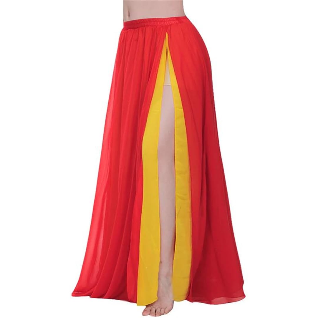 Faldas amplias y vaporosas, Falda for Danza del Vientre Mujer Apertura Lateral Gasa Multicolor