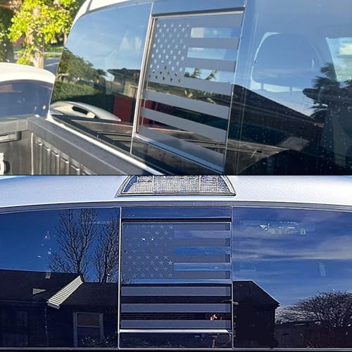 Image of American Flag Decal Rear Middle Window Vinyl Sticker for Tacoma 2016-2022, Precut Back Center Sliding Window Glass USA Flag Decal for Trucks Exterior Decoration Accessories
