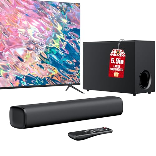 vibeadio Upgraded Sound Bar for TV with 5.9' Powerful 110W Subwoofer, 2.1 CH Surround Sound System,...