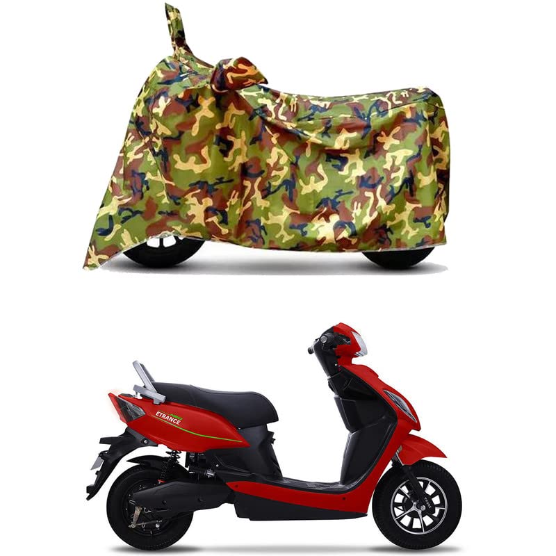 Image of Waterproof 100% PVC Coated Bike Scooty Two Wheeler Body Cover Compatible for Pure EV ETrance Neo STD /UV-Rays /Heat Protection /Birds Dropping /Scratchproof /Dust Proof /All [6X6 Jungle Print]
