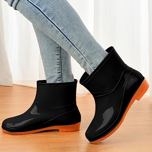 Generisch Damen Halbhoch Gummistiefel Wasserdicht Winddicht Damenstiefel Gummistiefeletten Damen Atmungsaktiv Gummistiefeletten Winterstiefel Gartenschuhe und Gummisohlen Schwarz Khaki Rot 40 41 42