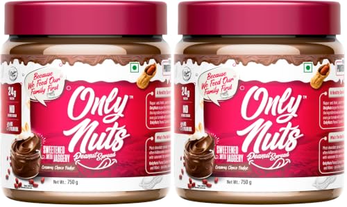 Image of Doctors Choice Only Nuts High Protein Peanut Butter | Creamy Choco Fudge Flavour | 23g Protein Spread | No Fillers | No Palm Oil | Healthy Nut Butter | 750g (Pack of 2)