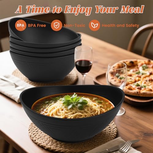 image for Homienly Wheat Straw Bowls Set of 6, 60 OZ Salad Bowl Large Capacity f