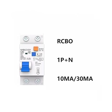 NXBLE-63Y 6A 10A 16A 32A 63A 10MA 30MA 0.03A .01A RCBO 1P+N Residual current Circuit Breaker Over Leakage Protection(10MA 1P 1N,40A)