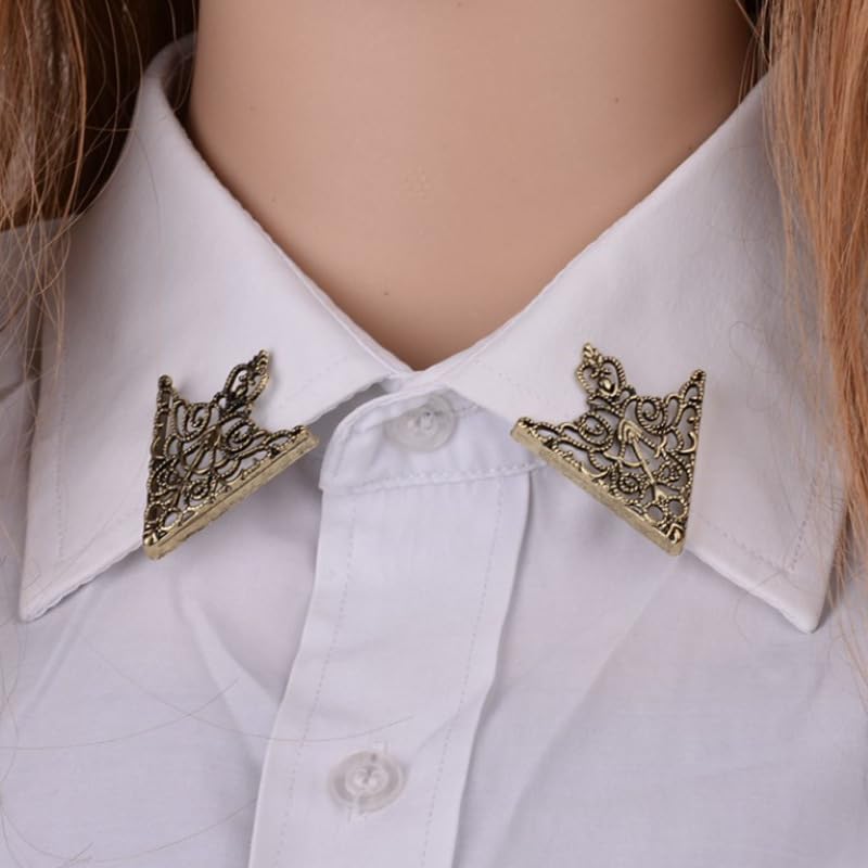 Image of coadipress 2PCS Retro Hollow Triangle Collar Pins Brooch for Men Women Hollow Floral Shirt Suit Clothing Collar Angle Decoration Parts
