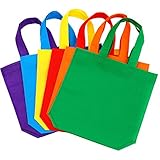 Aneco 24 Pack 9.5 by 9.5 Inches Non-Woven Tote Bags Party Goodie Treat Bag Bottom Gift Bag with...