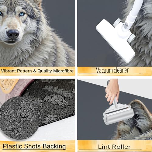 Alfombras de cocina lavables y antideslizantes con diseño de lobo feroz gris 6