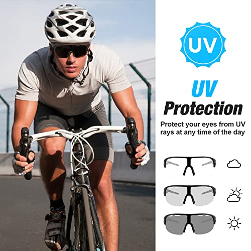 SAWUTPV Photochromic Cycling Glasses Windproof UV400 Protection Polarized Sports Bike Sunglasses for Men Women (Black) - Image 4