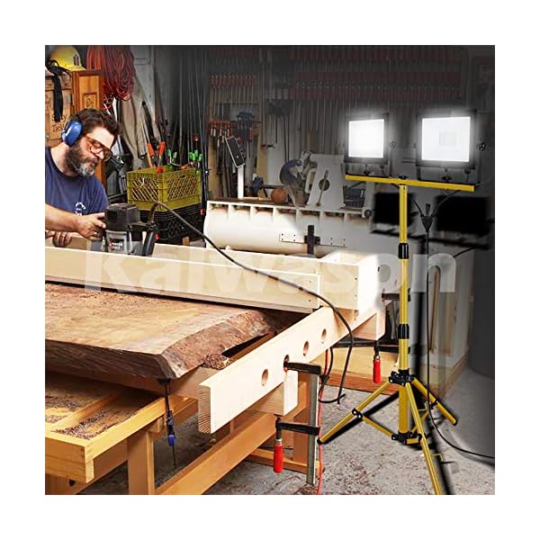 100W LED Baustrahler mit Stativ, 8000 Lumen LED Strahler Baustellenleuchte mit 1,5m Teleskopstativ und 5m Kabel, 5000K… – Bild 8