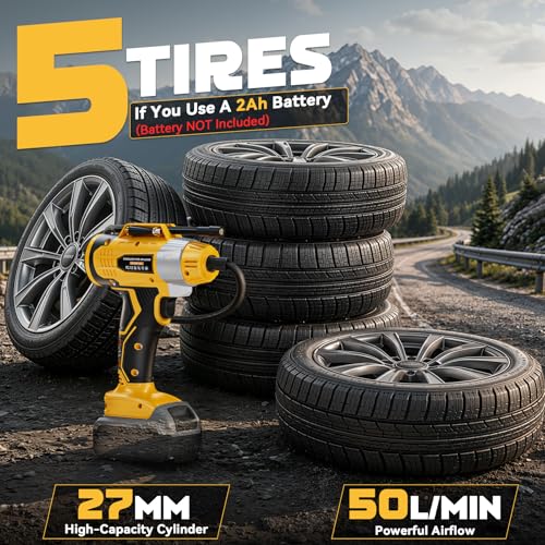 Image of 2X Faster 160PSI Cordless Tire Inflator Compatible with Dewalt 20V Battery