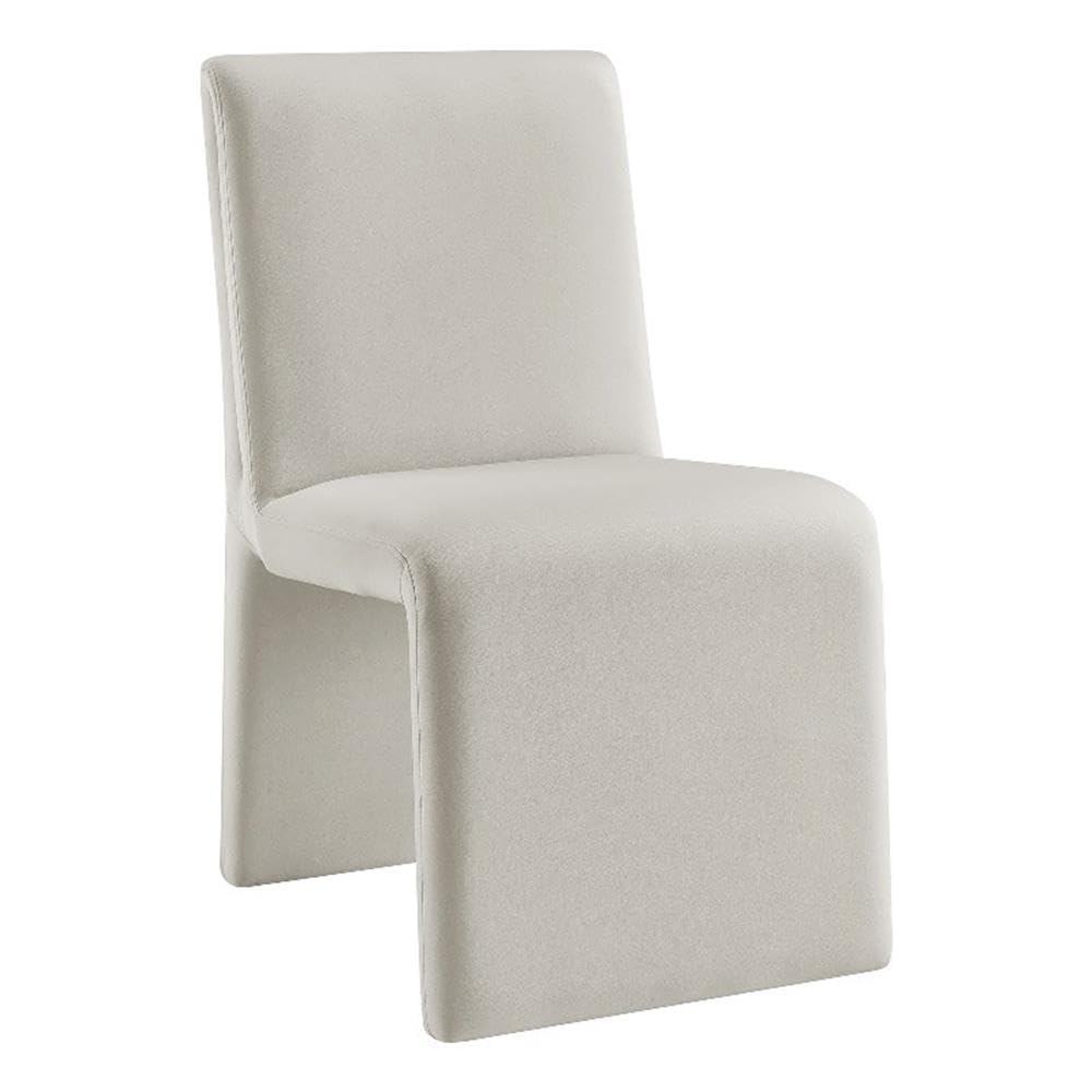 Modway Emory Upholstered Dining Side Chair in Alabaster - Single Armless Slipper Chair - Padded Performance Velvet Accent for Dining Room, Kitchen