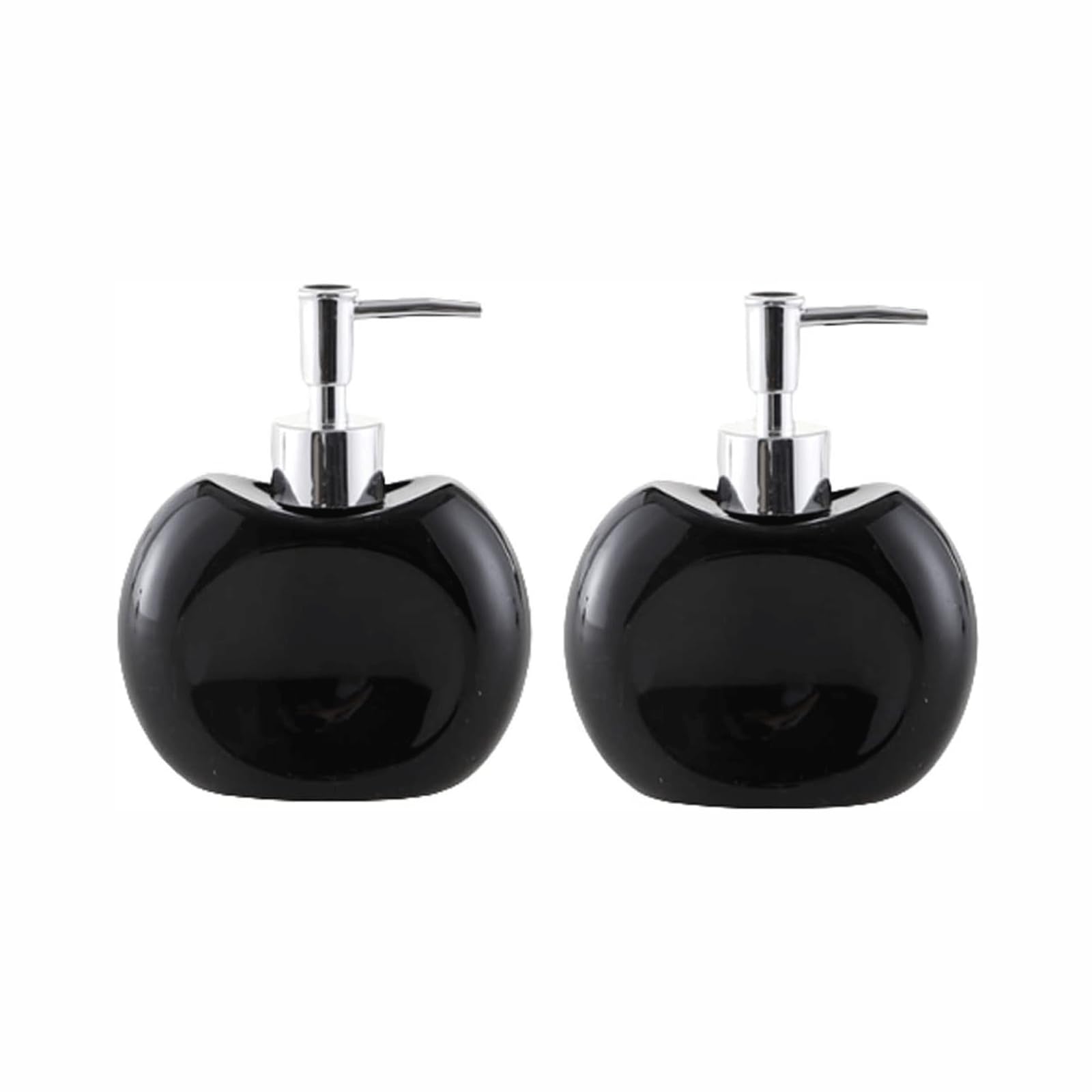 KEXYOAN Soap Dispenser Ceramic Liquid Dispensers with Silver Pump Lotion for Bathroom New Home Essentials(Black-2)