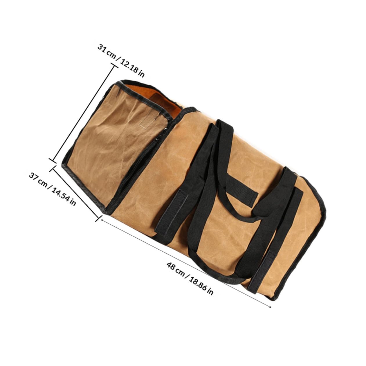 Borsa per Legna in Canvas Manici Doppi, Pratico Contenitore per Legna da Ardere, Borsa Portabile per Campeggio in Stile Semplice