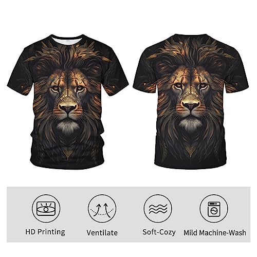 Mens Animal Lion 3D Print T-Shirt Casual Short Sleeve Tee Shirt4
