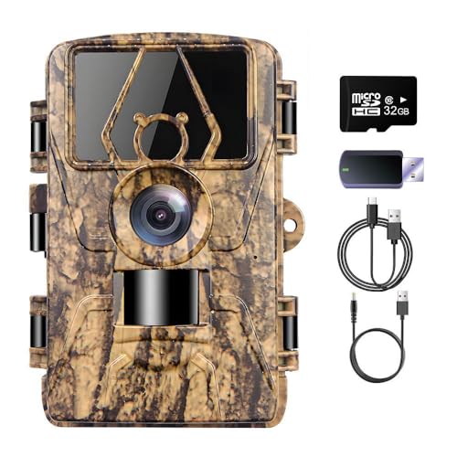 YTLJJ Fotocamera da Caccia 8K 60MP, 940nm No Glow Visione Notturna 2.0' LCD Fototrappola Infrarossi Invisibili IP66 Impermeabile Trigger rapido di 0,2s Campo di rilevamento di 120° con Scheda da 32GB