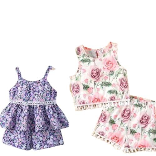 World Trendy Fashion sleeveless stylish Girls Printed Top & bottom Set (Pack of 2) Multi 2-3 years-image-8