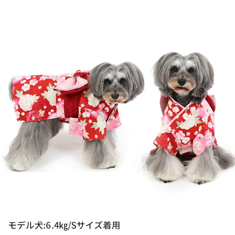 Amazon | ペットパラダイス 犬 服 犬の服 着物 牡丹 桜 赤 3S998