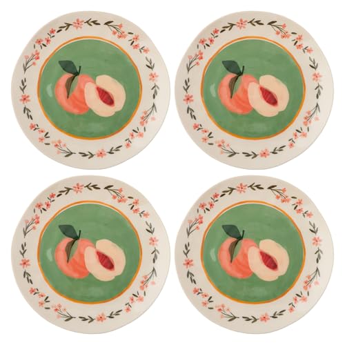 Image of Karma, 8.75 inches Melamine Salad Plates Set of 4, Reusable Dishwasher Safe Plates for Outdoor and Indoor, Peaches