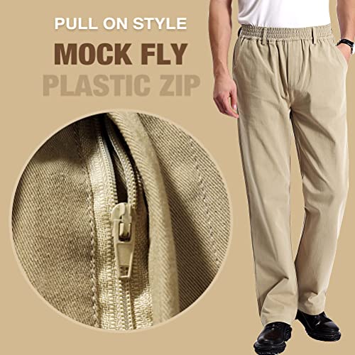 IDEALSANXUN Mens Casual Elastic Waist Twill Pants3