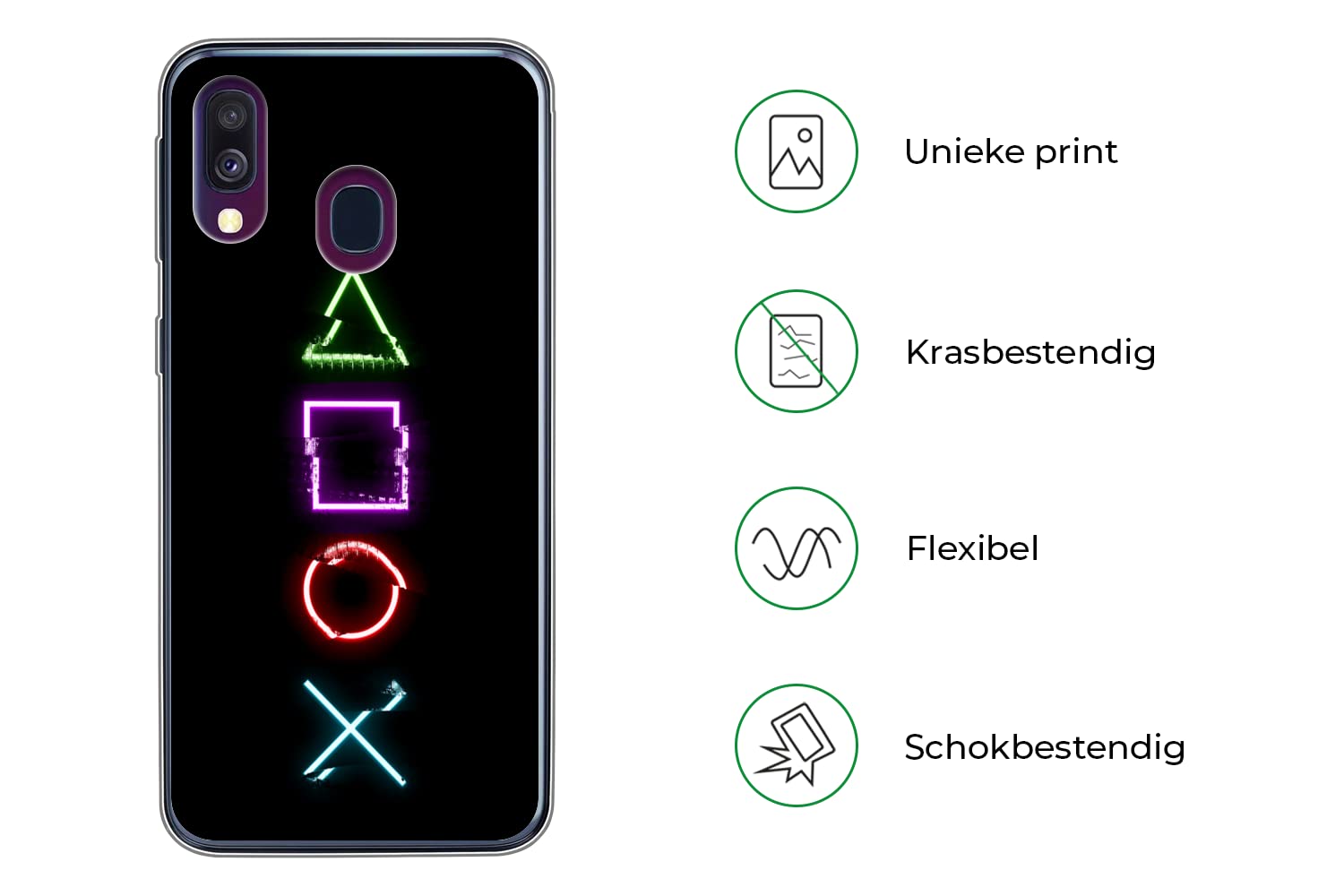 Funda para Samsung Galaxy A40 - Juego - Mando - Neón - Funda de Silicona/Funda Blanda para teléfono móvil