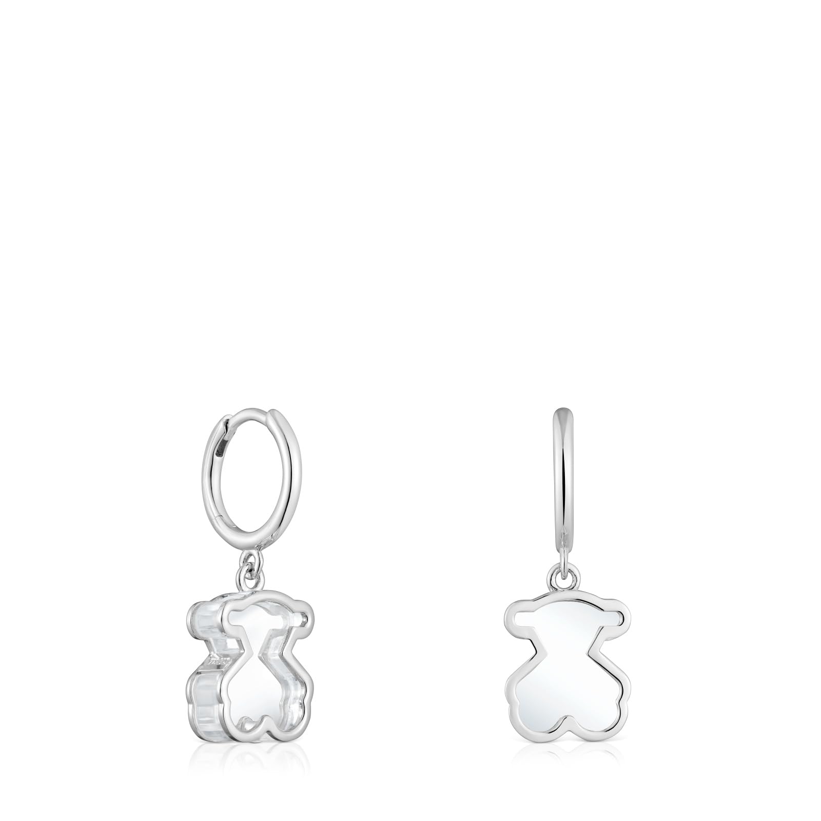 TOUS Pendientes de Aro para Mujer de Plata de Primera Ley y Metacrilato Blanco, Colección Galaxy