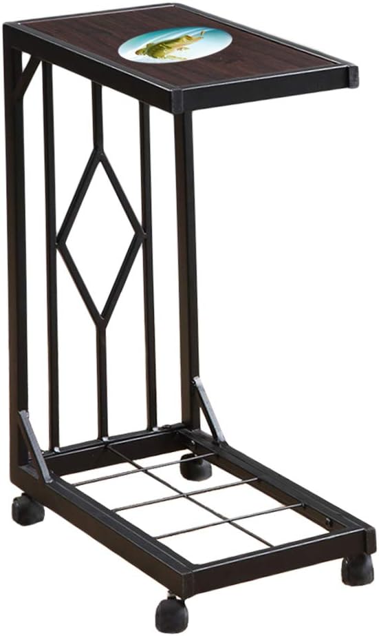 Slide Under Couch TV Tray with Wheels in a Black Metal