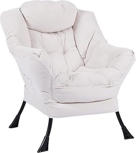 MEETWARM Silla perezosa moderna de tela de terciopelo, silla de salón contemporánea con acento contemporáneo, silla de sofá de ocio individual