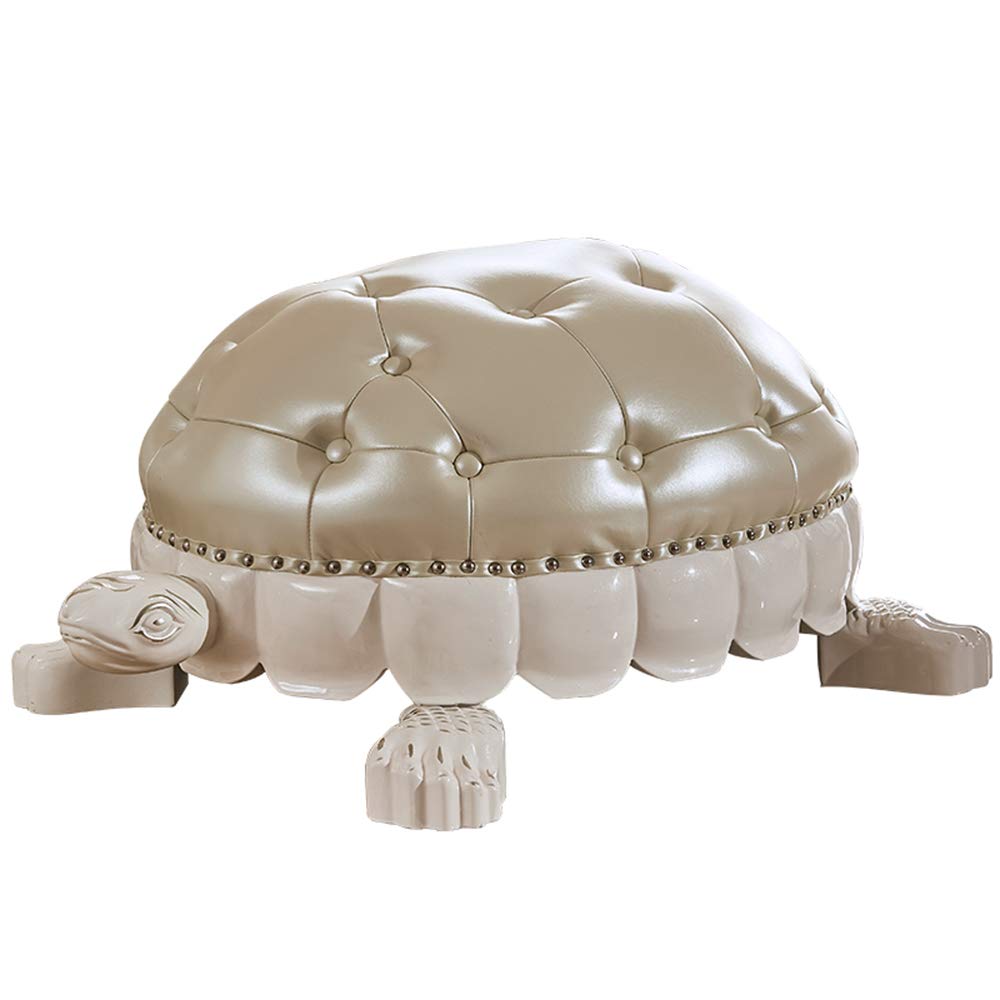 JQesLeather Footstool - Low Stool - Ottoman, Advanced Turtle Footrest, Detachable European and American Style Footstool, Suitable for Bedroom - Living Room