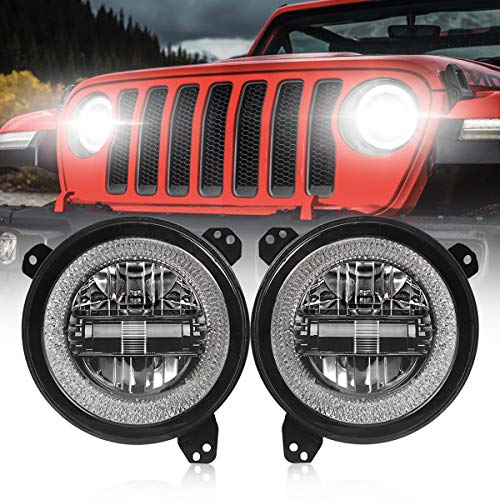 9 Inch Led Headlights [DOT Approved] Round Headlight with DRL High Beam and Low Beam Compatible with Jeep Wrangler JL 2018-2020 [Diamond Design]