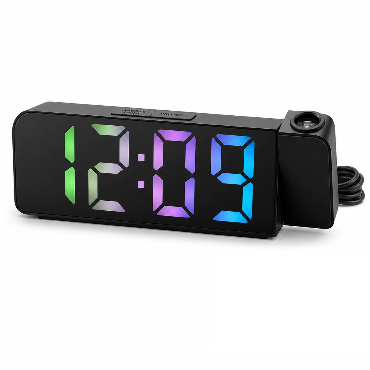 Reloj Despertador Digital con proyección LED, Gran Pantalla, proyección de Hora en un Lado, luz LED de Color, Muestra Hora y Temperatura, Alarma para Dormitorio u Oficina