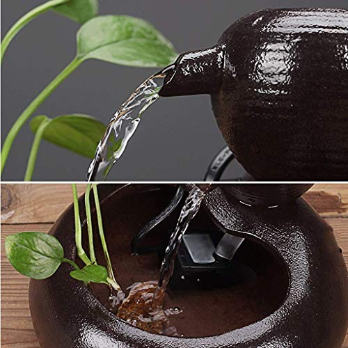 Innenbrunnen Innenbrunnen Keramik Handgefertigter Desktop-Brunnen Büro Wohnzimmer Luftbefeuchter Mini-Desktop-Brunnen Und Zirkulierende Wasserpumpe Wohnkultur (Schwarz) Indoor Relaxation Desktop Foun - Image 4