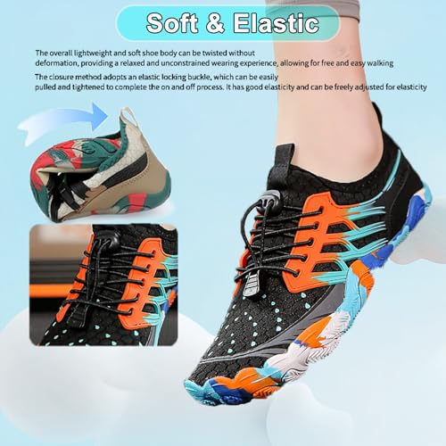 Image of Beach Water Shoes for Women Men Quick Dry Non-Slip Wide Toe Hike Barefoot Footwear for Beach Pool Aqua Swim Surf Walk