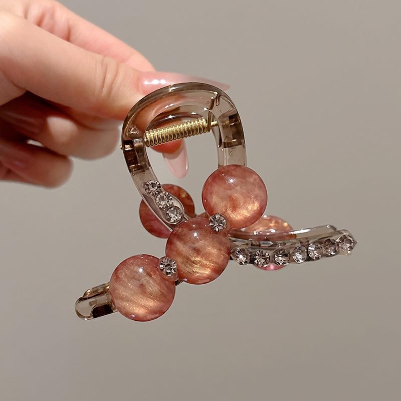 Pinza de cabello con perlas rosa púrpura miniatura 3