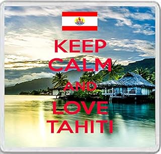 Keep Calm and Love Tahiti - Large Square Acrylic Coaster