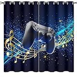 Abstract Video Gamer Blackout Curtain Cool Gamepad Music Note Game Controller Pattern Grommet Window Insulated NoiseDrapes Decor for Bedroom Living Room Curtains 2 Panels 84