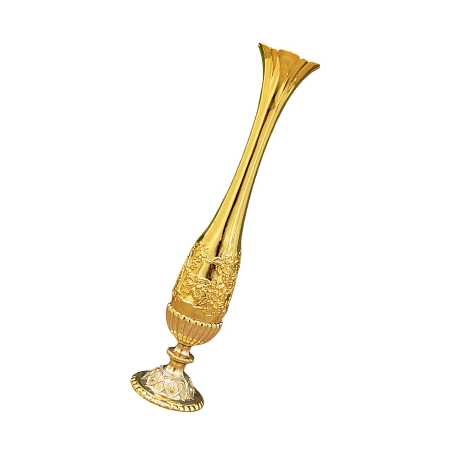 ZEPFJHE Antique Tall Narrow Metal Buds Vases Flower Arrangements Container for Living Space Artistic Homes Centerpieces Decors Modern Antique Vases