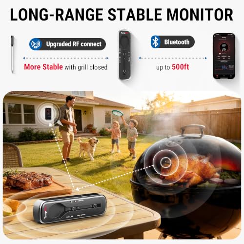 Image of TempPro Upgraded Meat Probe Wireless Meat Thermometer, 500ft Bluetooth Meat Thermometer for Cooking Kitchen Oven Smoker, Rechargeable Meat Probe for Backyard Grill BBQ Gifts(Previously ThermoPro)