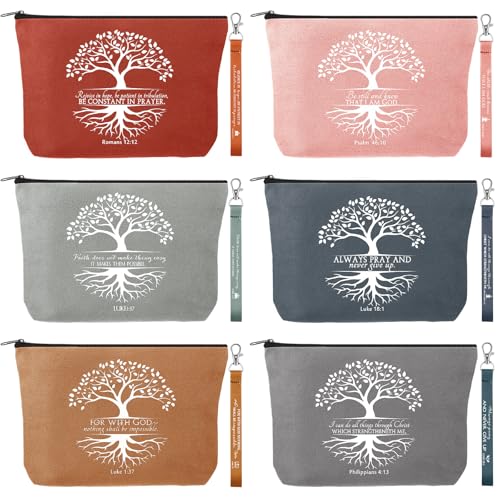 Huhumy 12 Pcs Christian Makeup Bag, Bright Colors, Tree of Life