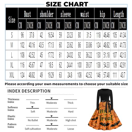 Vestido midi de Halloween elegante de corte evasé holgado y mangas largas 4