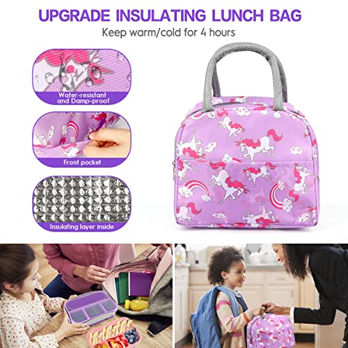 Xianke 27Pcs Bento Box Lunch Box Kit Purple, 1300Ml Lunch Container For Kids/Adults, Durable Leak-Proof Box 4 Compartments With Spoon Fork Bag Accessories, Microwave Dishwasher Freezer Safe,Bpa-Free #TOP5