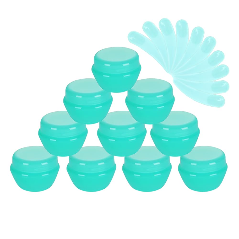 Skypro 30Ml Green 10Packs 30G/30Ml Frosted Container Jars With Inner Liner For Scrubs, Oils, Salves, Creams, Lotions, Makeup Cosmetics With Mini Scoop (Green)