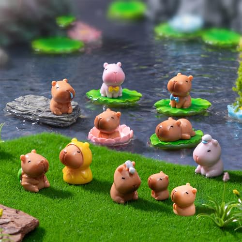 11 Pcs Mini Resin Capybara Figurines, Cute Capybara Ornament