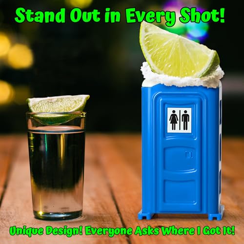 Porta Potty Shot Glasses, Funny Shot Glasses, Bathroom Humor White Elephant Gifts for Adults, 2 Ounce Shots, Set of 2