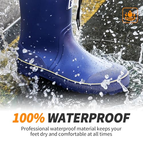 Image of HSBDNZQ Rain Boots for Men, Waterproof Mens Rubber Boots with PVC Unique Design, Comfort Lightweight Work Mud Boots, Resistant Durable Slip Garden Boots for Farming Gardening Fishing