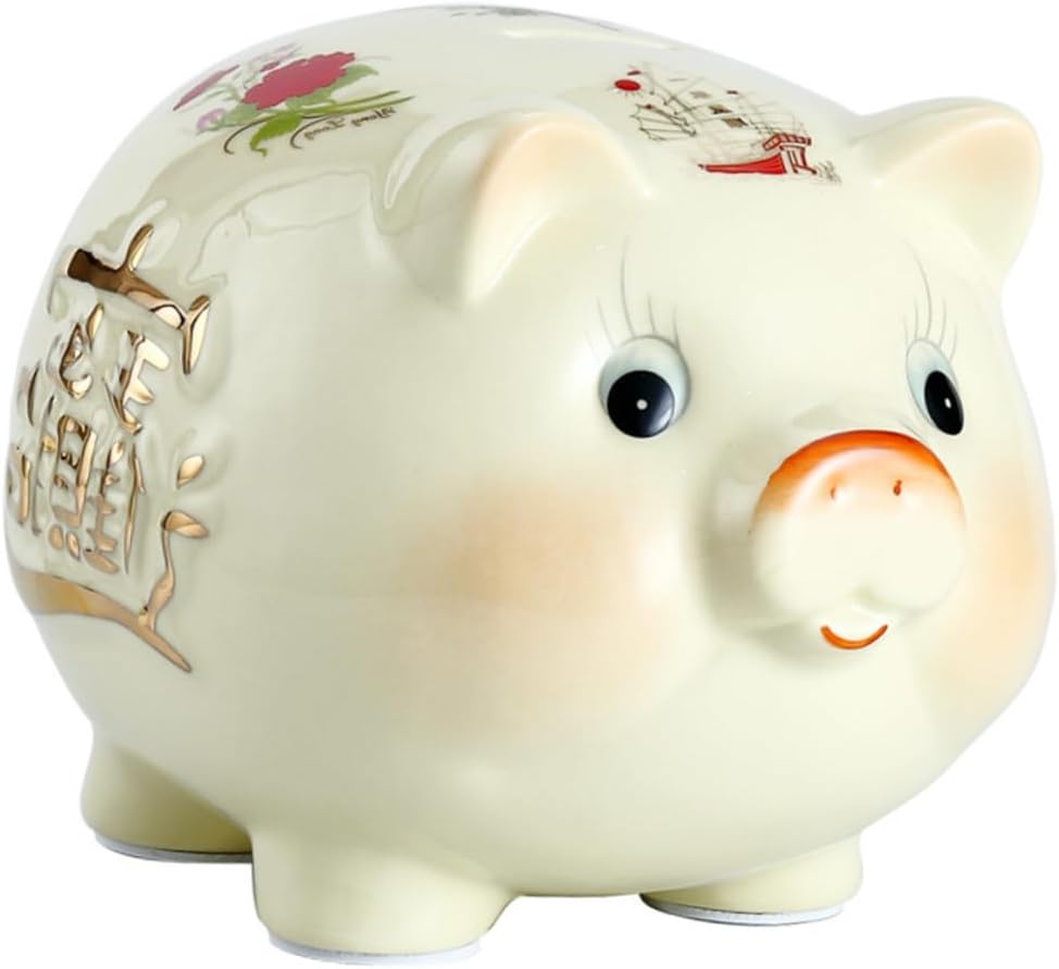 SUPVOX Adorable Ceramic Piggy Bank for Boys and Girls Hand-Painted Money Pot for Saving Coins As Home Birthday Holiday for Friends