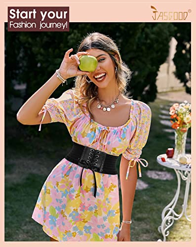 JASGOOD Women Wide Elastic Belt Lace-up Waist Belt,Tied Costume Corset Waist Belt for Dress2