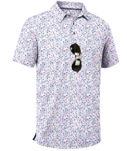 Image of ZITY Men's Golf Shirts Short Sleeve Print Patterns Casual Collared Polo